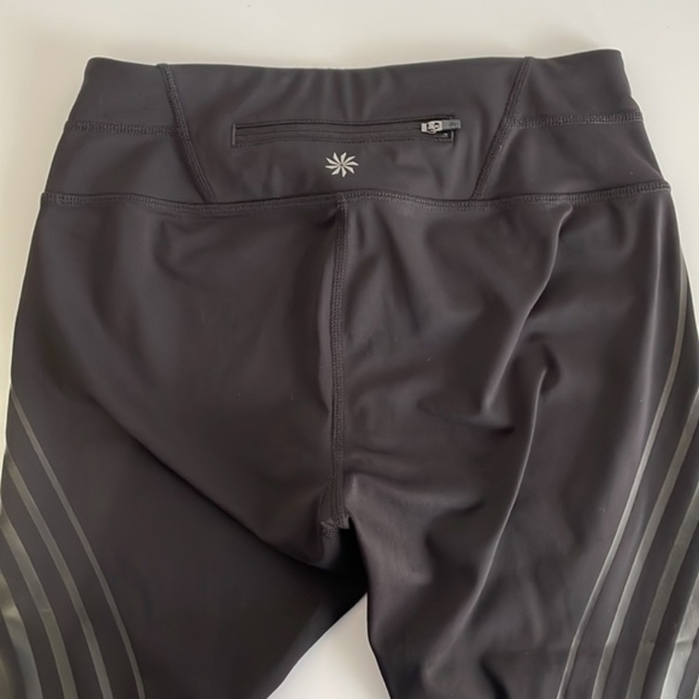 Athleta Black Leggings with Gray Stripes - Picture 4 of 9